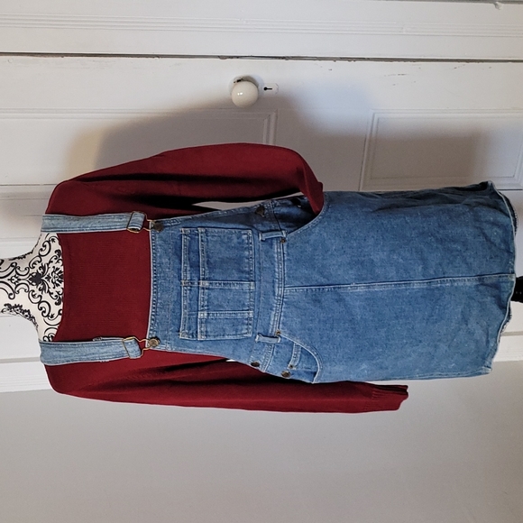 Squeeze Denim - Squeeze vintage 90's denim overalls bib dress skirt Size Large cotton